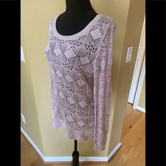 Studio Y size XS never worn keyhole long sleeve lilac sweater with black bow - Picture 3 of 9